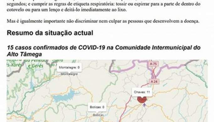 COVID-19:Quinze passou a ser o número de casos confirmado no Alto Tâmega