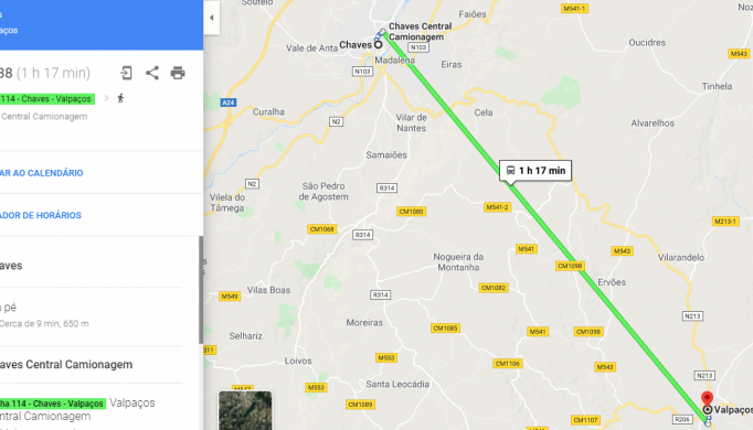 ALTO TÂMEGA: Percurso de transportes públicos visível no Google Maps